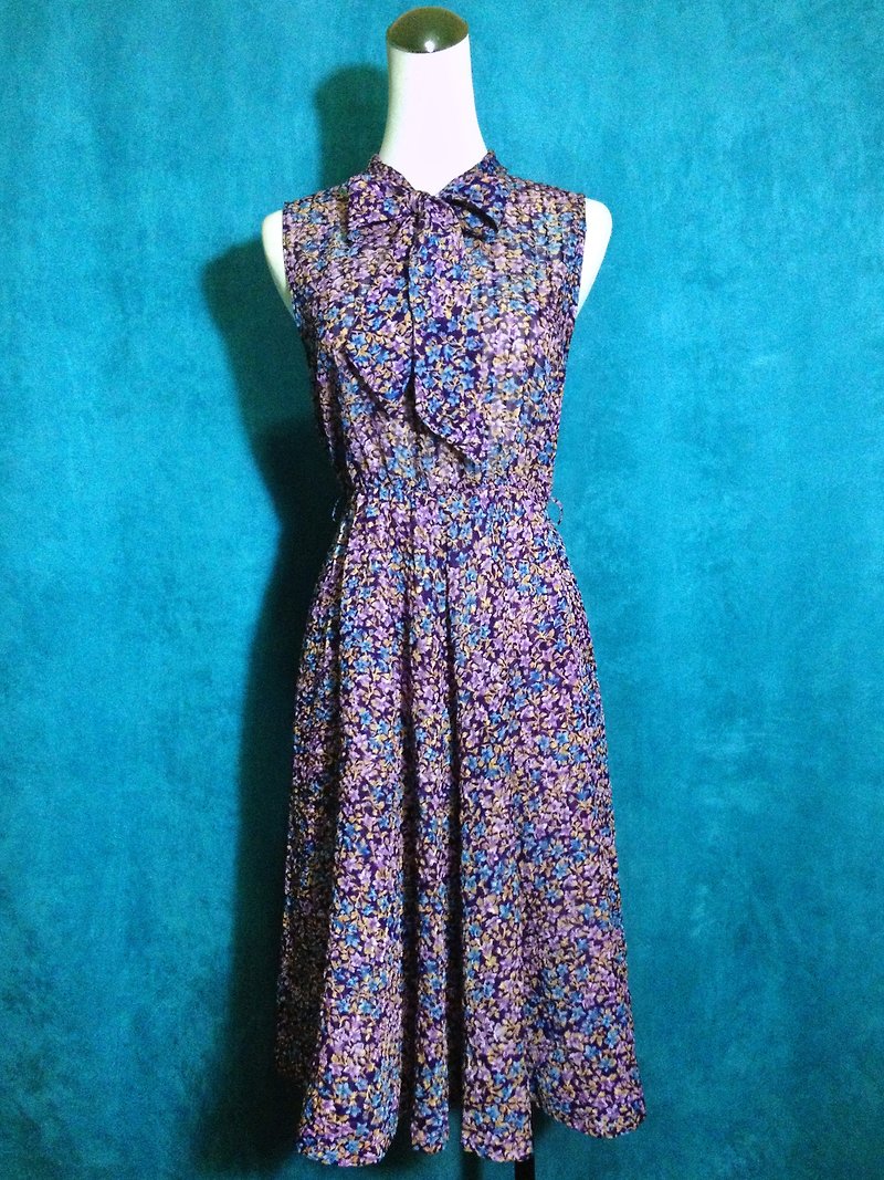 Ping pong ancient [ancient costumes / purple flowers collar knitting pattern sleeveless ancient dress] abroad back to VINTAGE - One Piece Dresses - Polyester Purple