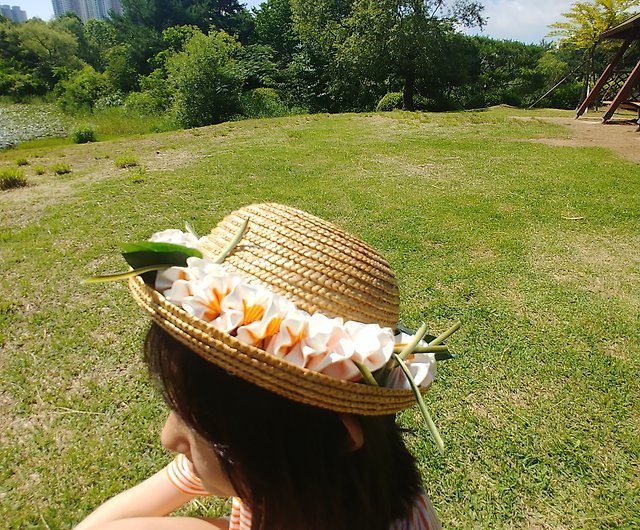 ハワイアンハットレイ 子供用 帽子用アクセサリー プルメリア