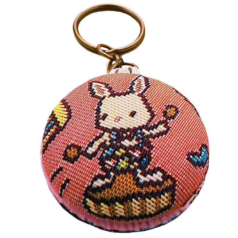 Jacquard weave Videos macarons keychain happy pink mini circus - Keychains - Other Materials 