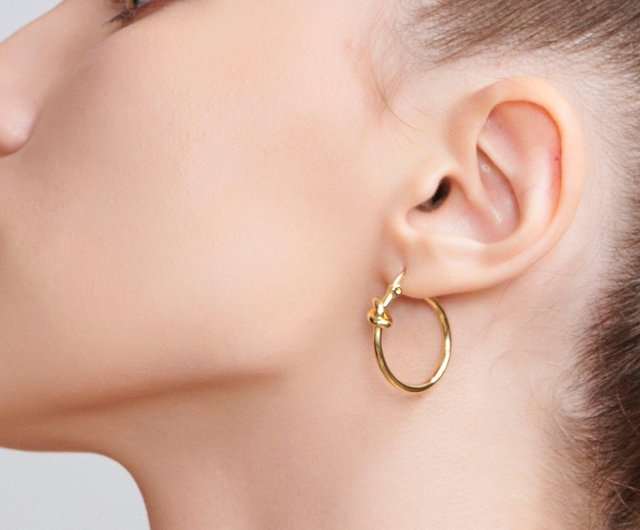 激安14k イヤリング 14K イエローゴールド ツイスト フープ イヤリング ツイストフープ