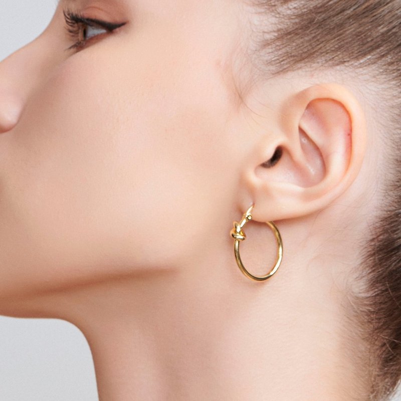 Twisted Hoop Earrings (Gold) - Earrings & Clip-ons - Copper & Brass Gold