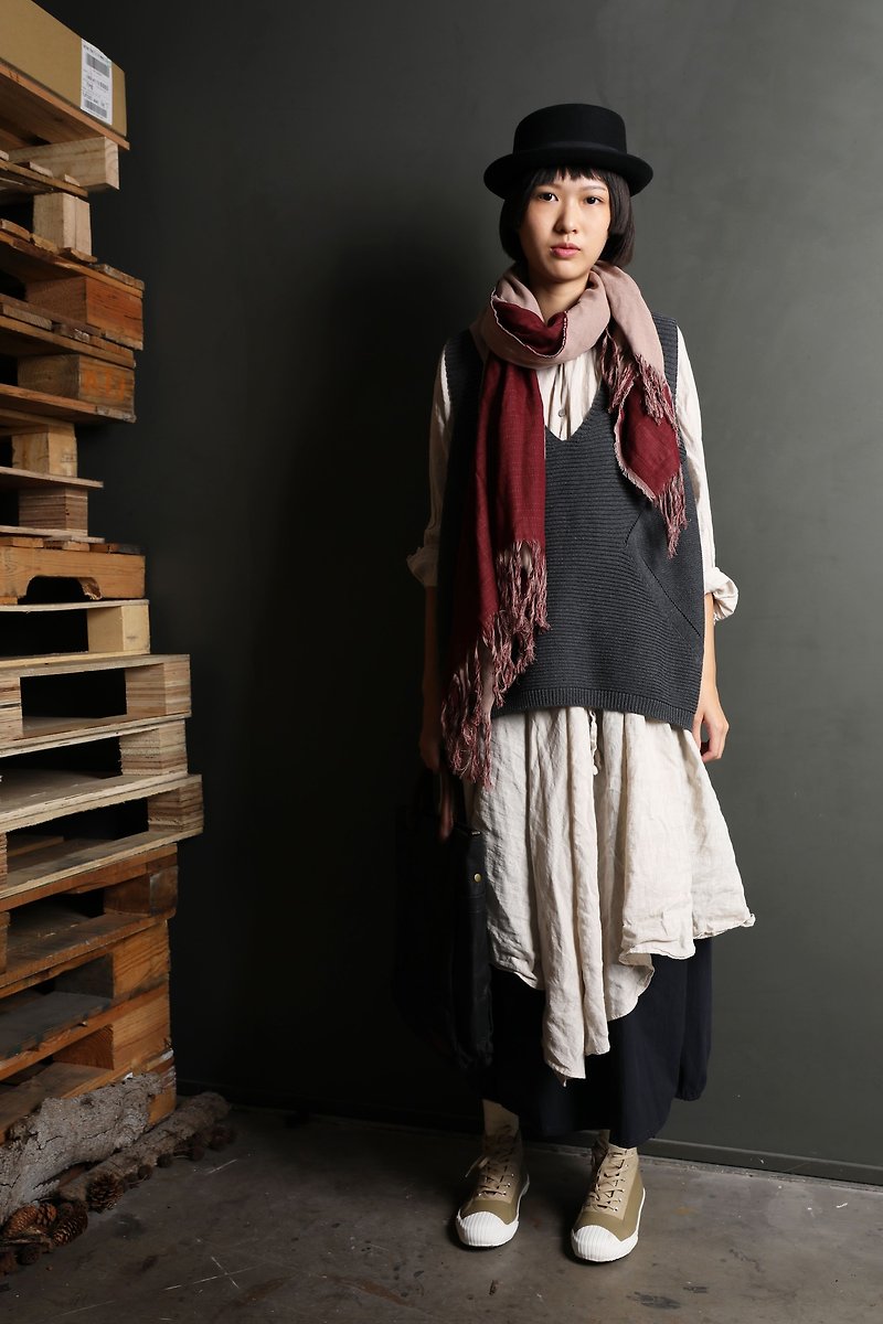 Native _ Yuan Yuan Liu long shirt strap dress - One Piece Dresses - Cotton & Hemp Gray