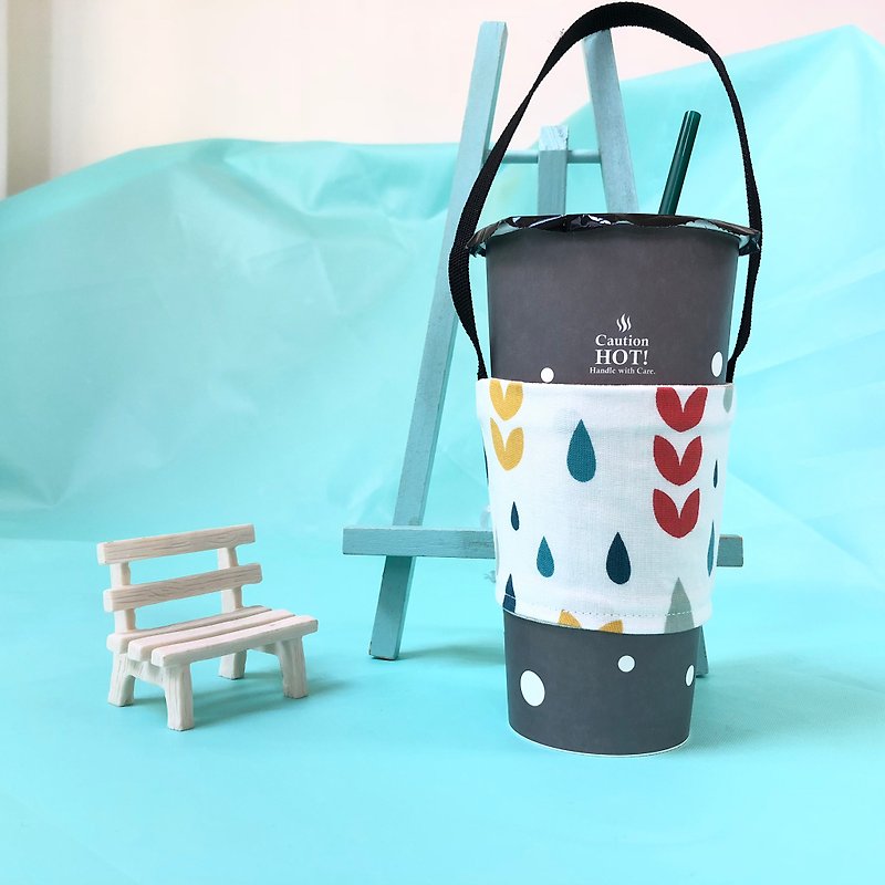 Raindrop / Environmental Drink Cup Set. Bags. Coffee Cup Bags. Environmentally friendly non-toxic material - ถุงใส่กระติกนำ้ - ผ้าฝ้าย/ผ้าลินิน ขาว