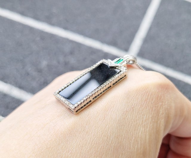 親翠】天然翡翠冰黑墨翠打燈通透黑度高無事牌項鏈螺絲帽帽工作室