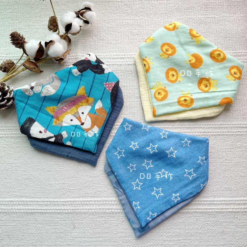 三角巾/彌月禮盒3件組/手帕巾/圍兜/領巾 - 圍兜/口水巾 - 棉．麻 多色