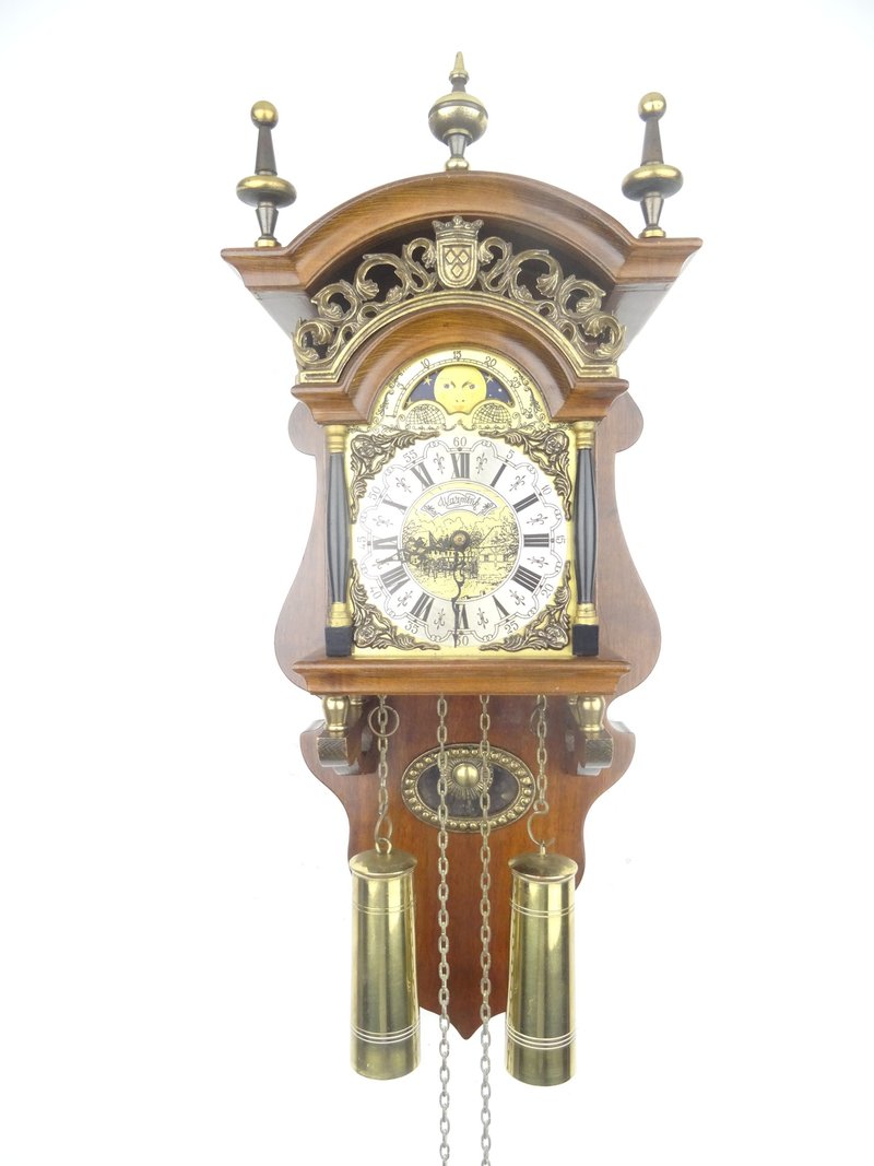 Antique Vintage Dutch Wall Clock Warmink Wuba Sallander Moonphase 8 day - Clocks - Wood Brown