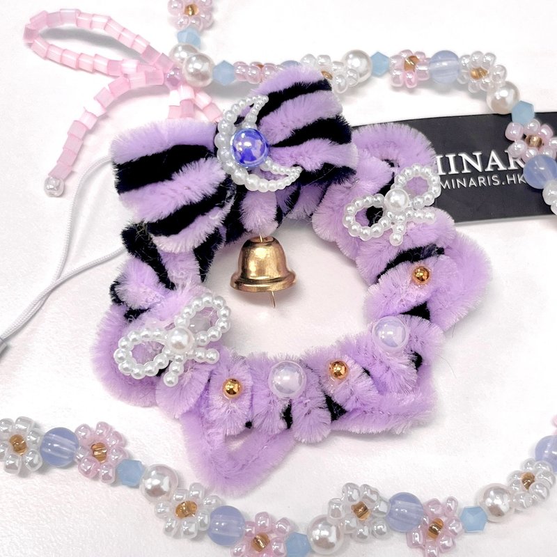 Kaguya black and purple bow wreath brooch - Brooches - Other Materials 