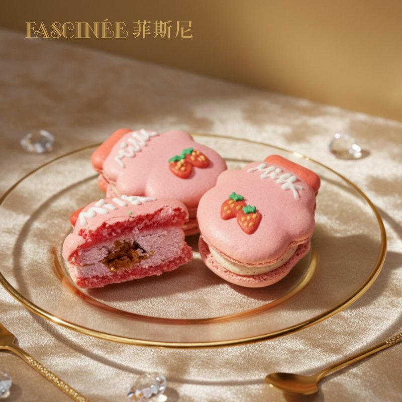 Strawberry Yogurt Macaroon - เค้กและของหวาน - อาหารสด สึชมพู