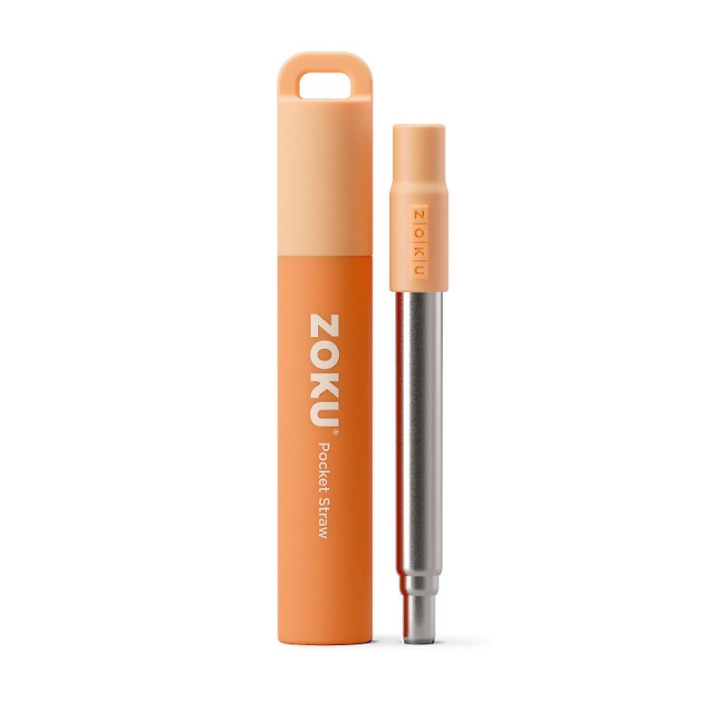 ZOKU 不銹鋼伸縮飲管 - 橙色 附保護套和清潔刷頭 - 餐具/刀叉湯匙 - 不鏽鋼 橘色