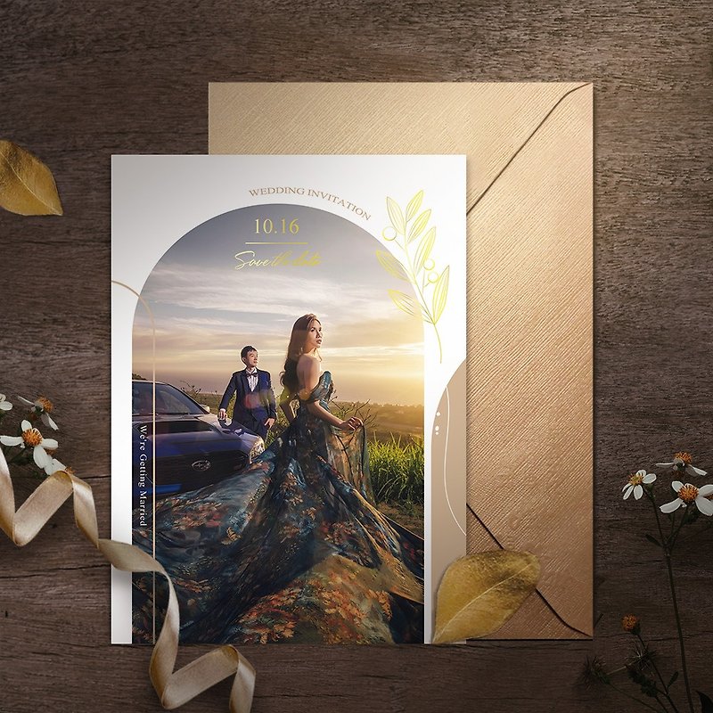 Time is long - gold stamping postcard wedding invitations [with free electronic wedding invitations] - การ์ดงานแต่ง - กระดาษ สีกากี