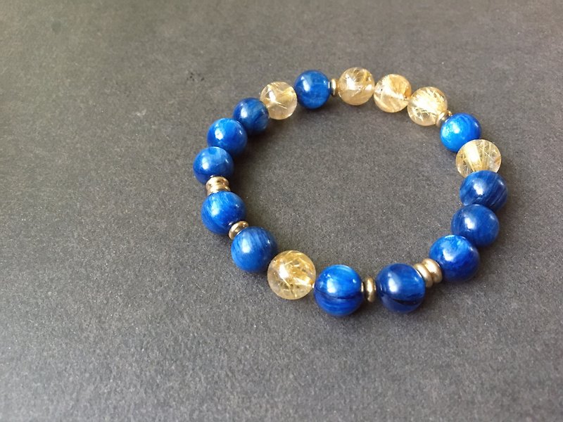 [Crescent Moon] Stone titanium crystal bracelet Bronze - Bracelets - Crystal 
