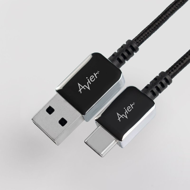 Avier CLASSIC USB C to A 編織高速充電傳輸線 (銀) / 三種尺寸 - 無線充電盤/板/座 - 其他材質 
