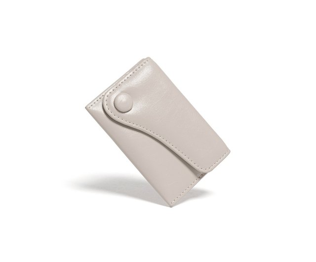 ☆LEMASQUE☆ Dot Saddle Slim Mini Transit Card Wallet Warm G DOT Saddle Slim mini Card Wallets warm gray - Shop LEMASQUE