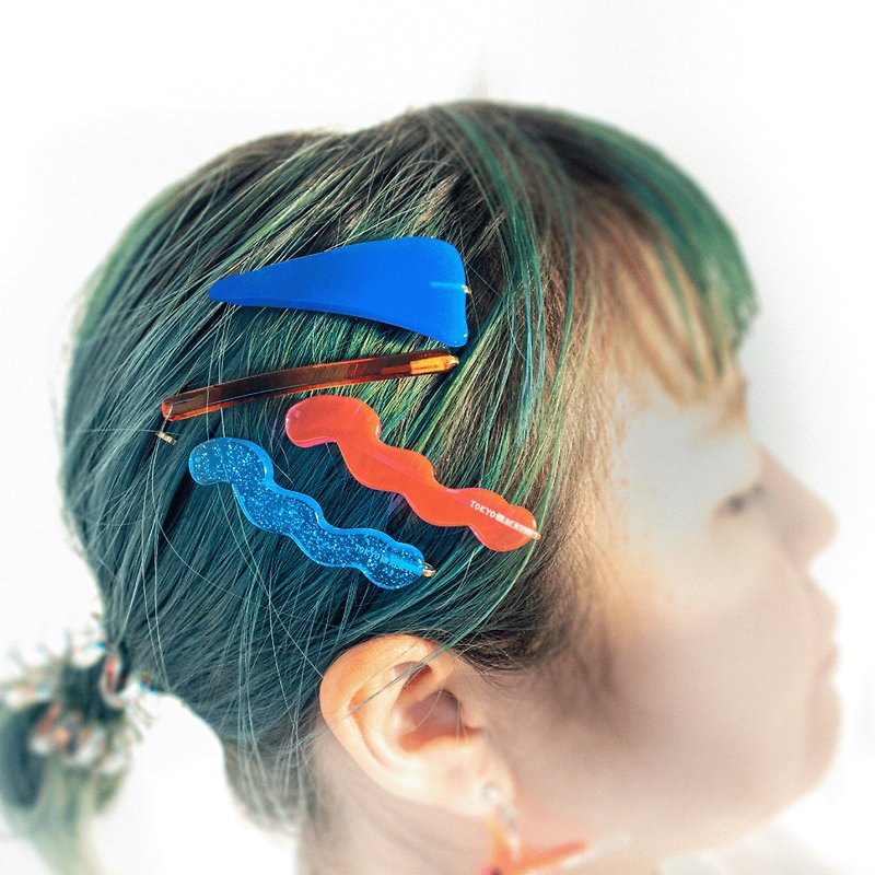 Insert pin kit / Namami / Sankaku / Shikaku / Hair accessories - Metalsmithing/Accessories - Acrylic Multicolor