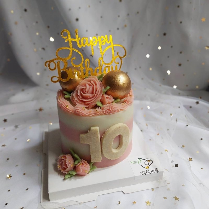 寵物蛋糕 生日蛋糕 金箔玫瑰蛋糕 可自取 - 貓/狗罐頭/鮮食 - 其他材質 