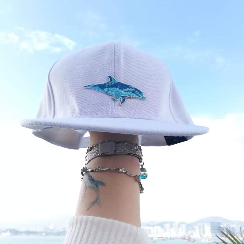 Originally designed dolphin cap - Hats & Caps - Cotton & Hemp White