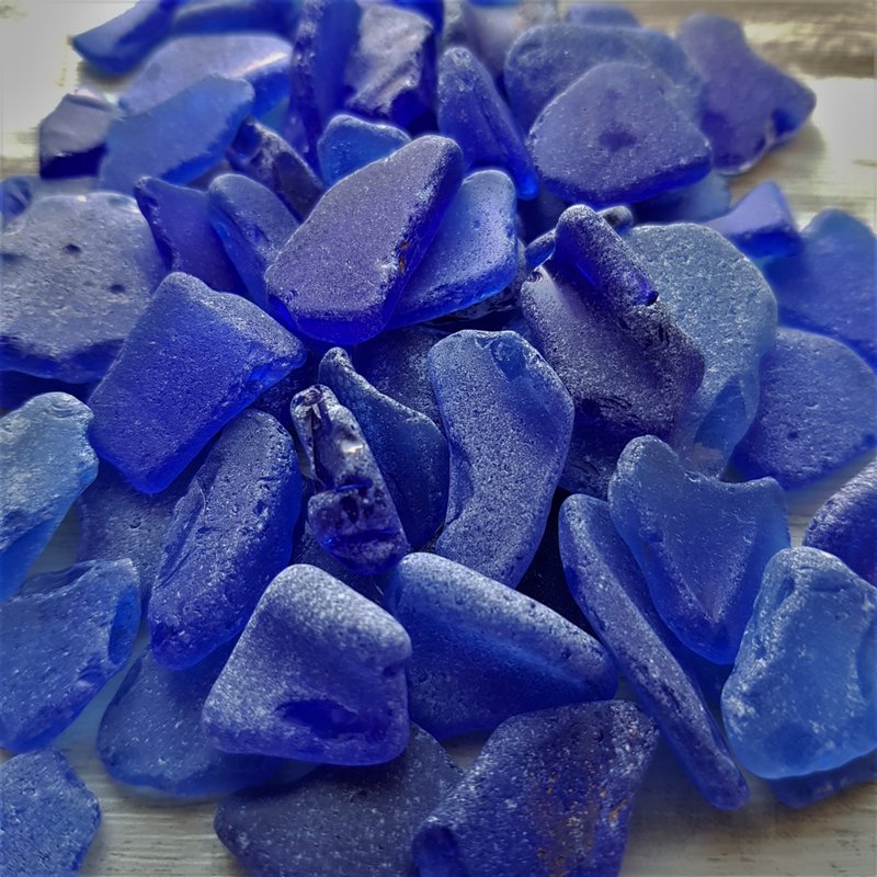 从海中提取的不规则玻璃珠稀有彩色玻璃 - 其他 - 玻璃 藍色