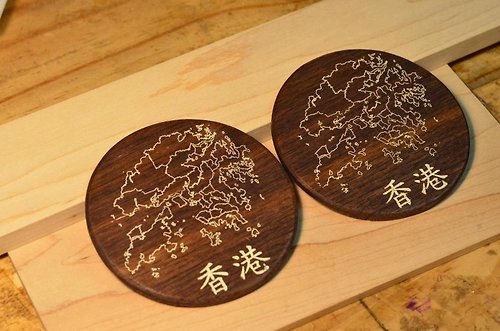 從木工作室 香港地圖杯墊－手工木製 復古風 香港真係好L靚