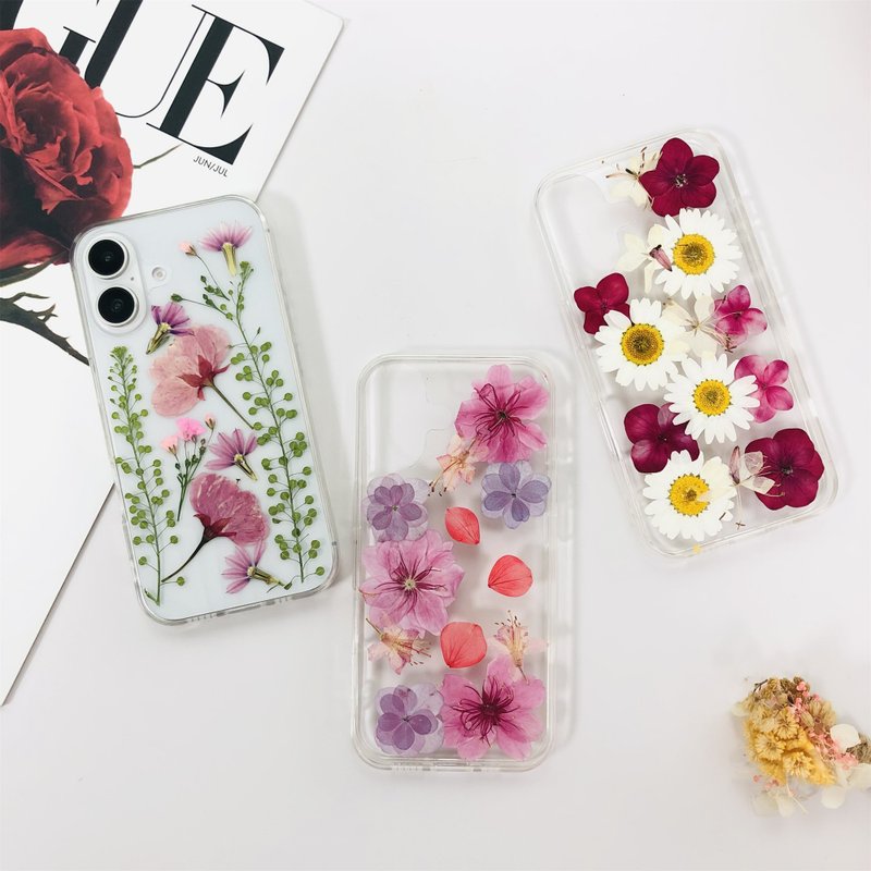 Multiple Styles of Handmade Pressed Flower Phone Cases for iPhone 16 Samsung S25 - Phone Cases - Plants & Flowers 