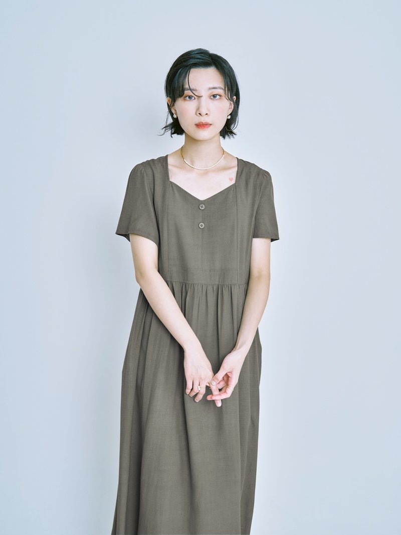 PINKOI ONLY 一帖黑桃洋裝-青皮 - 洋裝/連身裙 - 其他人造纖維 綠色