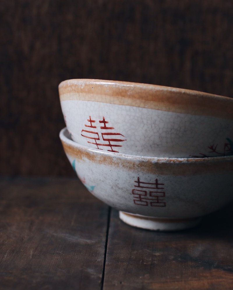 Early double enamel painted bowl - ถ้วยชาม - ดินเผา ขาว
