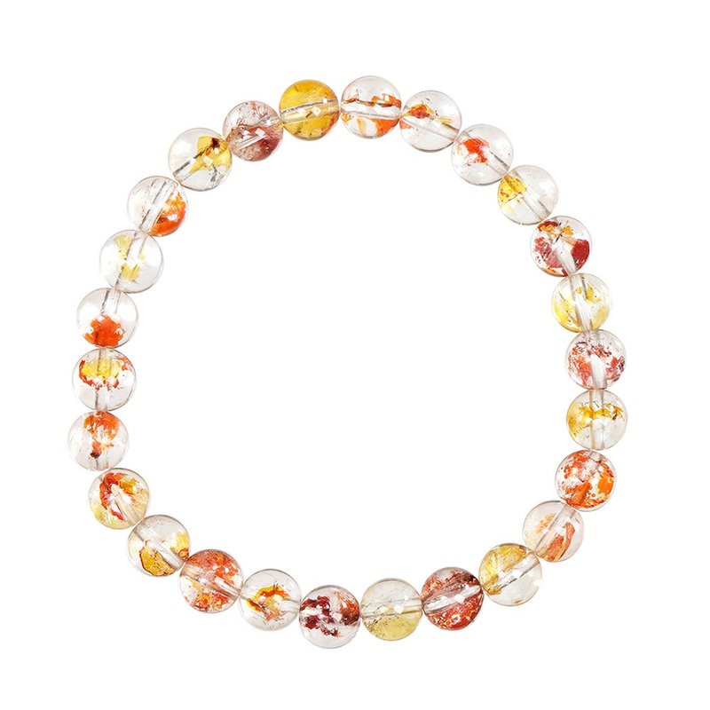 【正佳珠寶】膠花水晶 頂級錦鯉膠花水晶 6.8-7.3mm 錦鯉膠花手珠 - 手鍊/手環 - 半寶石 多色