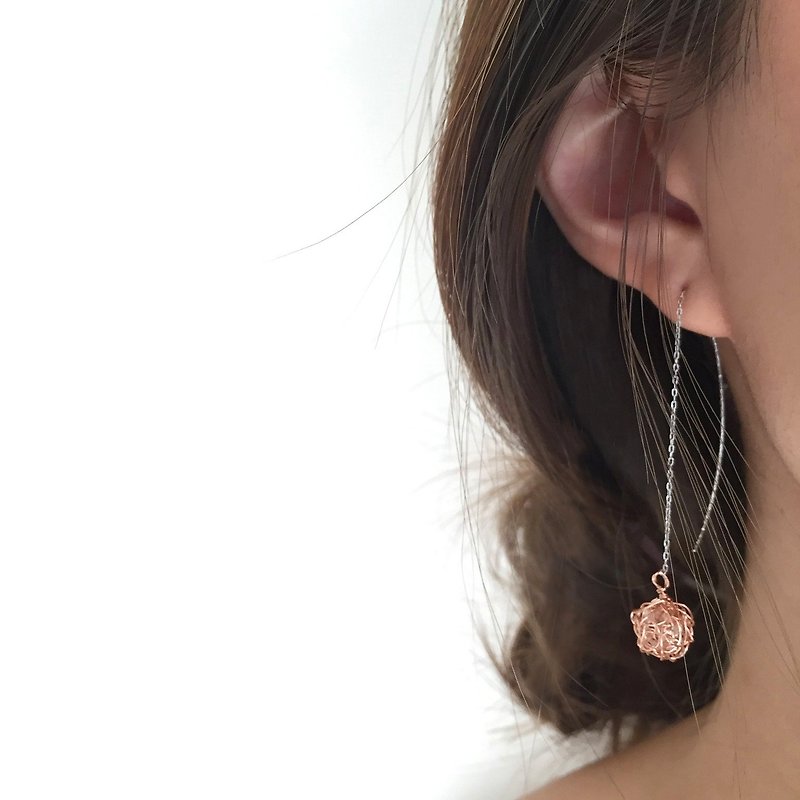 925 SILVER DROP EARRINGS | 18K ROSE GOLD - Earrings & Clip-ons - Other Metals Gold