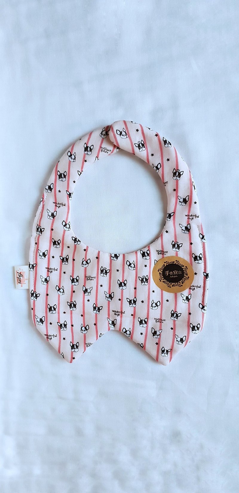 Straight pattern bucket-foundation red stripes / teeth baby shape eight layer yarn bib. Saliva towel. 100% cotton