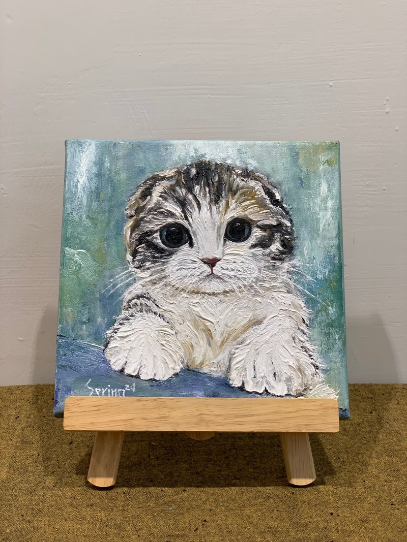 How long will it take for this cat to be hungry~Scottish Fold cat - Customized Portraits - Cotton & Hemp 