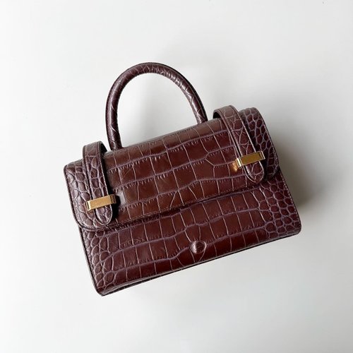 Old bones LOEWE brown ostrich leather side back small bag Y30