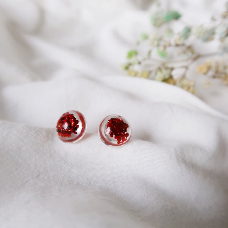 Brilliant red earrings - ต่างหู - เรซิน 