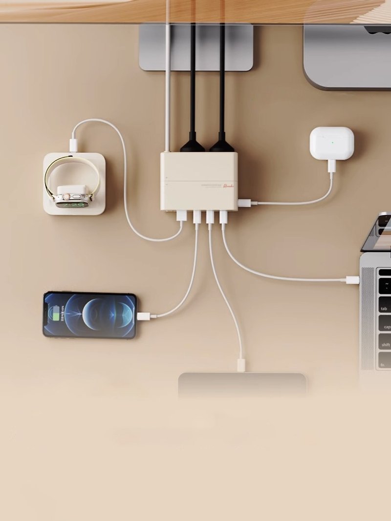 120W super charging plug fast charging charger home travel amphibious multi-port desktop charger - ที่ชาร์จไร้สาย - พลาสติก ขาว