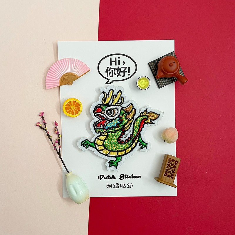 刺繡貼紙-舞龍 - 貼紙 - 繡線 多色