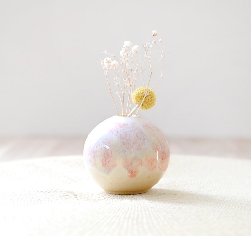 秋色模様のちょこんと小さな一輪挿し - 花瓶・植木鉢 - 陶器 レッド