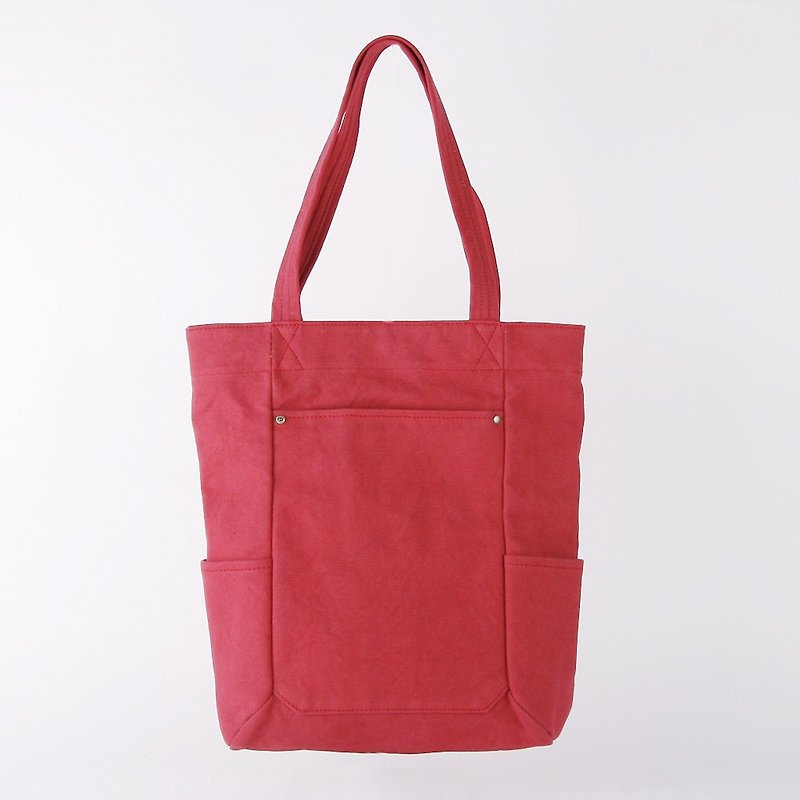 Mushroom MOGU / Canvas Shoulder Tote / Watermelon / Freedom - Messenger Bags & Sling Bags - Cotton & Hemp Red