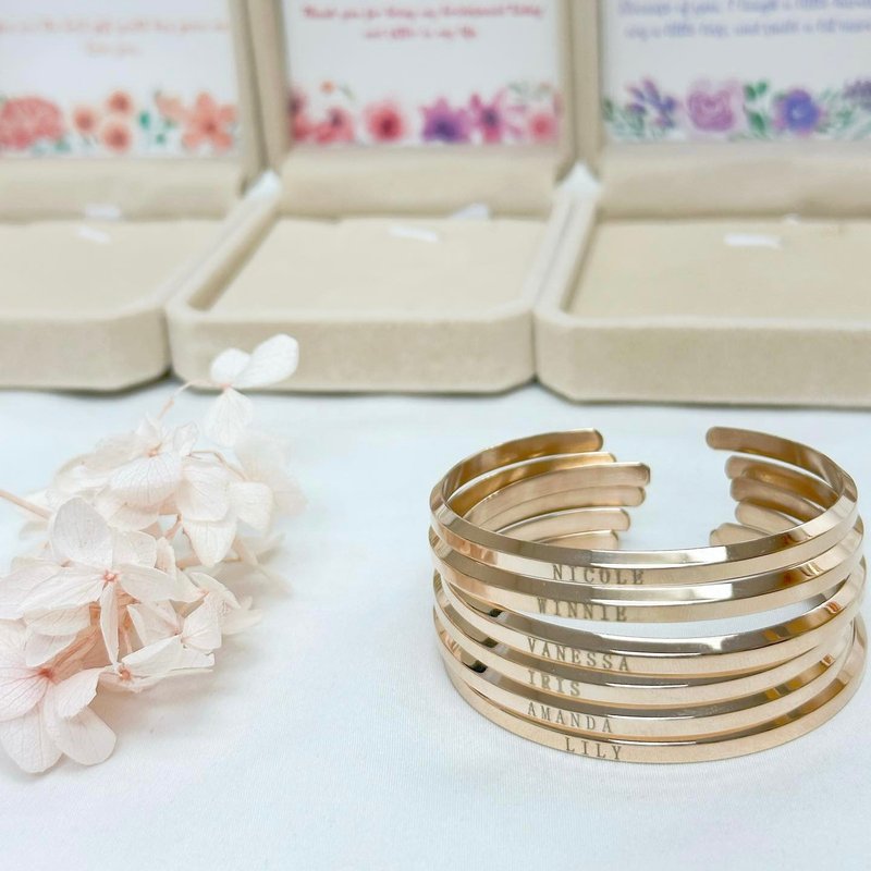 【Customize】Timeless engraved bangle - Bracelets - Other Metals 