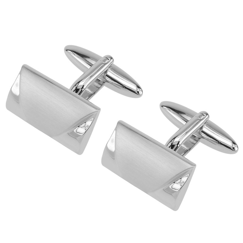 Brushed and Polished Faceted Cufflinks - Cuff Links - Other Metals Silver