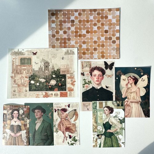 honne market Collage pack Beige Sticker + Paper MIX (anns note) vintage