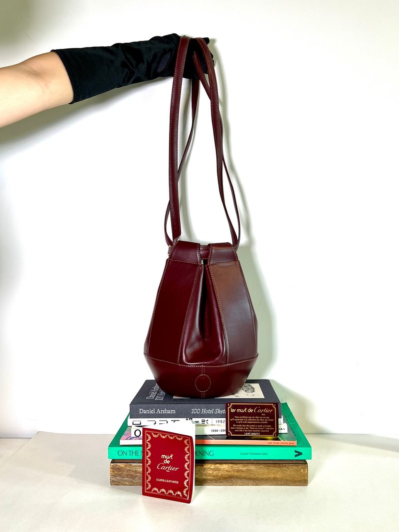Cartier Bucket bag 酒紅色氣質水桶包肩背側背孭手袋 中古二手 - 側背包/斜背包 - 真皮 紅色