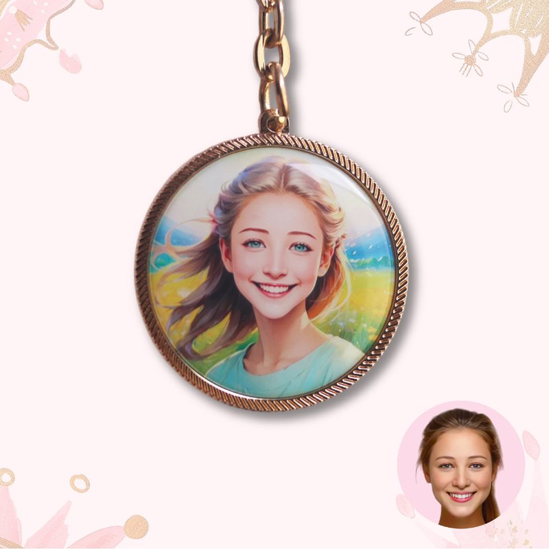 befans~Love AI-generated Caricature Metal Key Holder - ภาพวาดบุคคล - โลหะ 