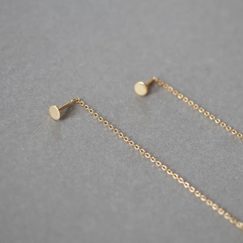 [Silver925] round chain earrings [gold] - Earrings & Clip-ons - Other Metals 