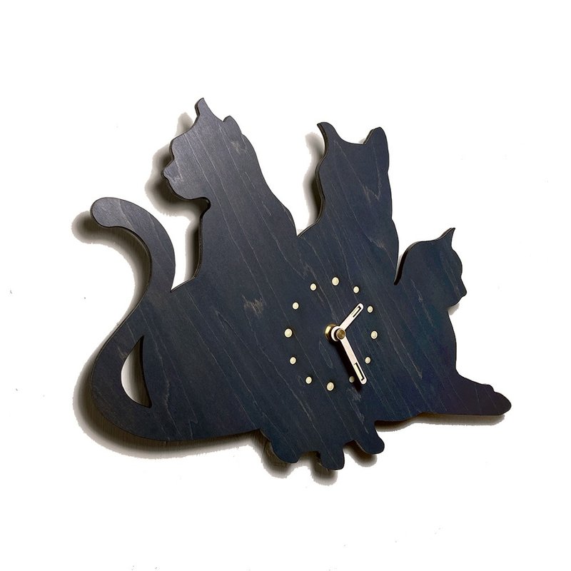 手工木作創意時鐘 歡樂動物園 - 三隻小貓 - 時鐘/鬧鐘 - 木頭 咖啡色