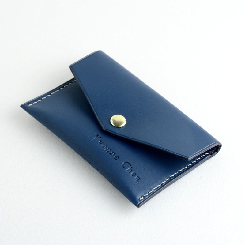 Envelope business card holder Italian vegetable tanned cow leather multi-color can be purchased and customized with engraving - Card Holders & Cases - Genuine Leather Multicolor