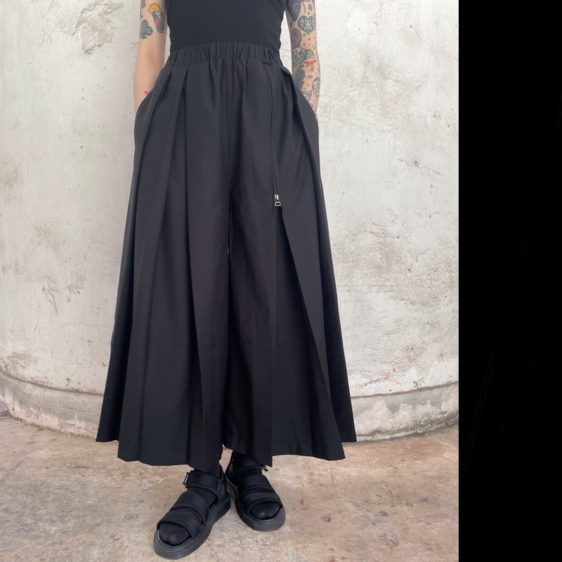 唱片裙2.0/男女同款 - 中性長褲/短褲 - 其他人造纖維 黑色