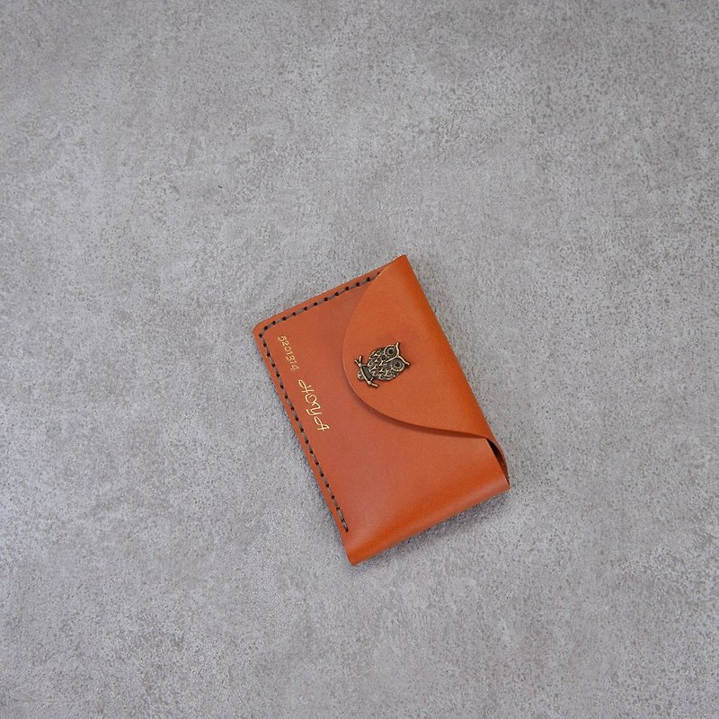 Genuine Leather Buckle Card Case - ที่เก็บนามบัตร - หนังแท้ สีนำ้ตาล
