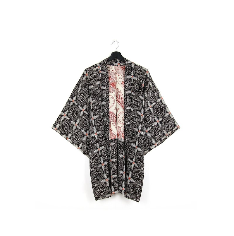 グリーン・ジャパンに戻って、幻想的な織り道/ヴィンテージの着物 - ジャケット - シルク・絹 