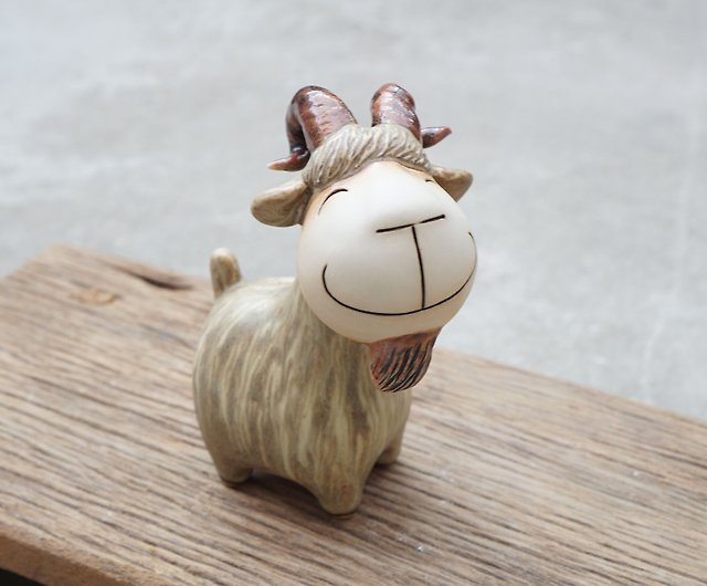 Goat, handmade ceramics, Smiling Goat - Shop stuckwithclay Items