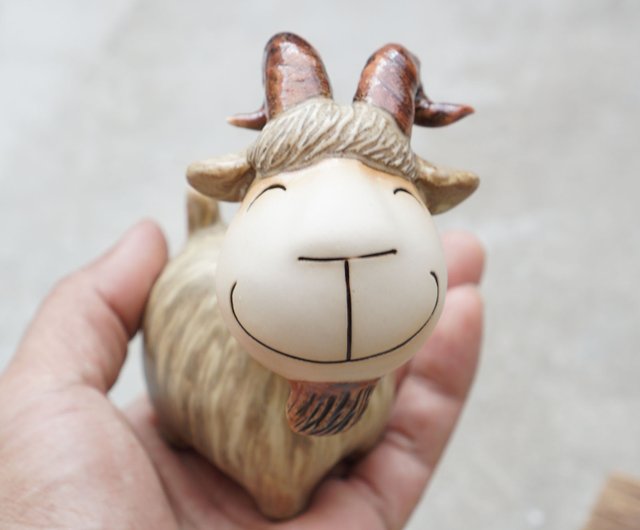 Goat, handmade ceramics, Smiling Goat - Shop stuckwithclay Items