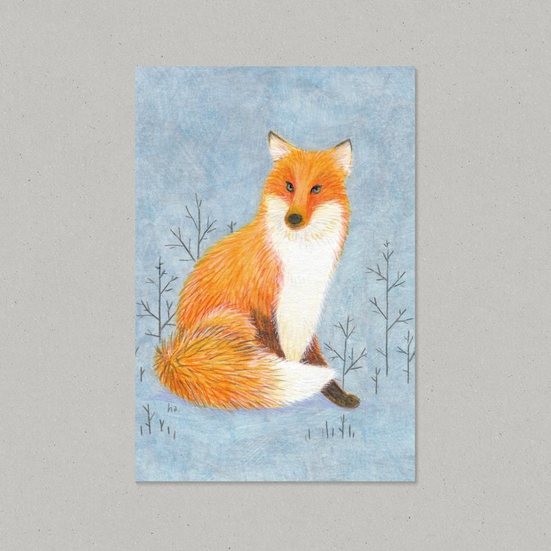 Animal Postcard /  Fox - 心意卡/卡片 - 紙 藍色