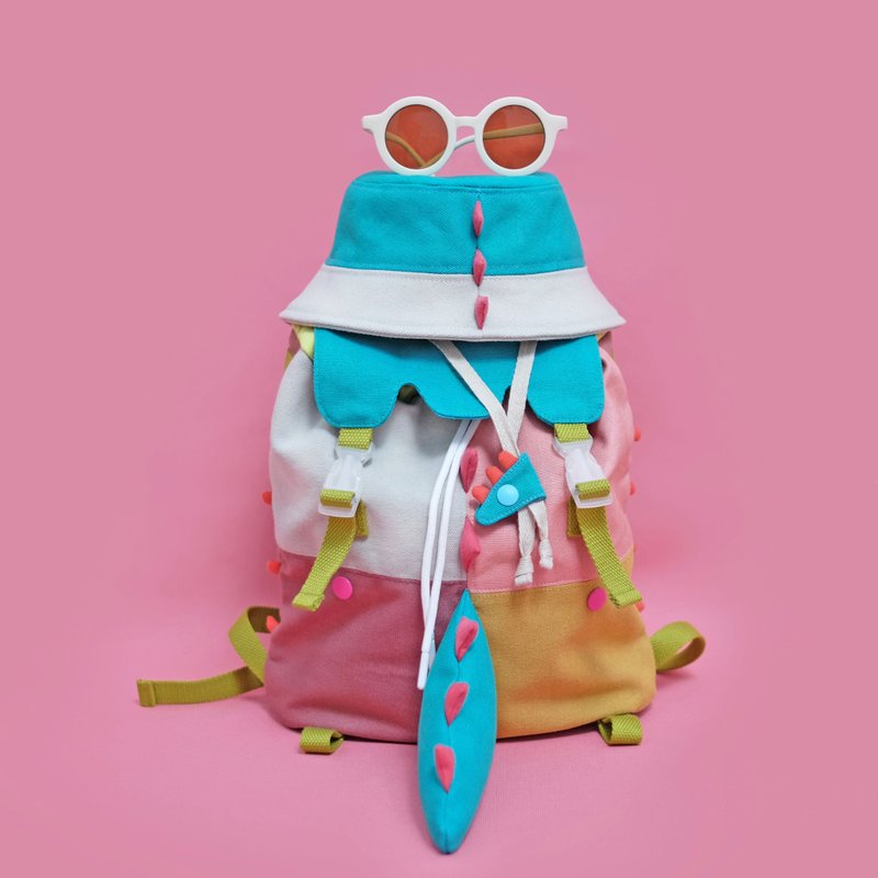 Dinosaur Tail Backpack - Powder Blue - Backpacks - Cotton & Hemp Pink